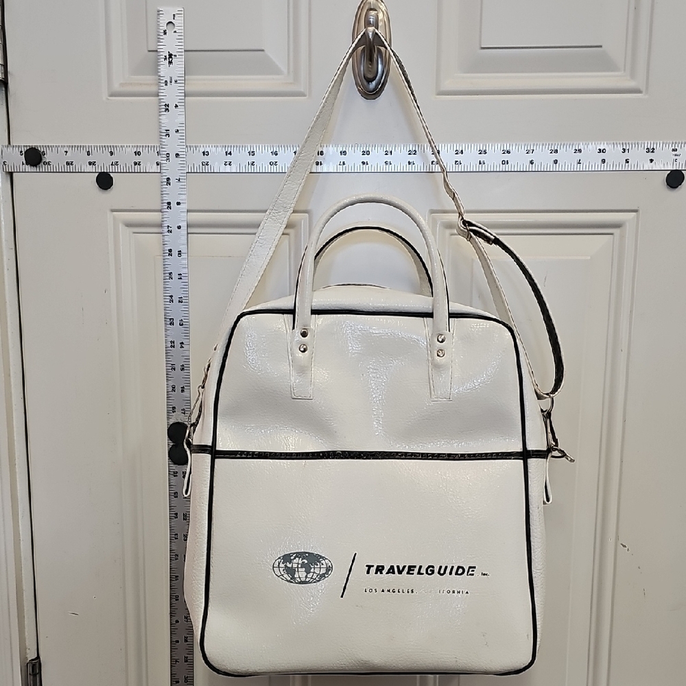 White, Patent Leather, Vintage, Retro, Travel, Tote, Unisex, Panam, Vacation, 50